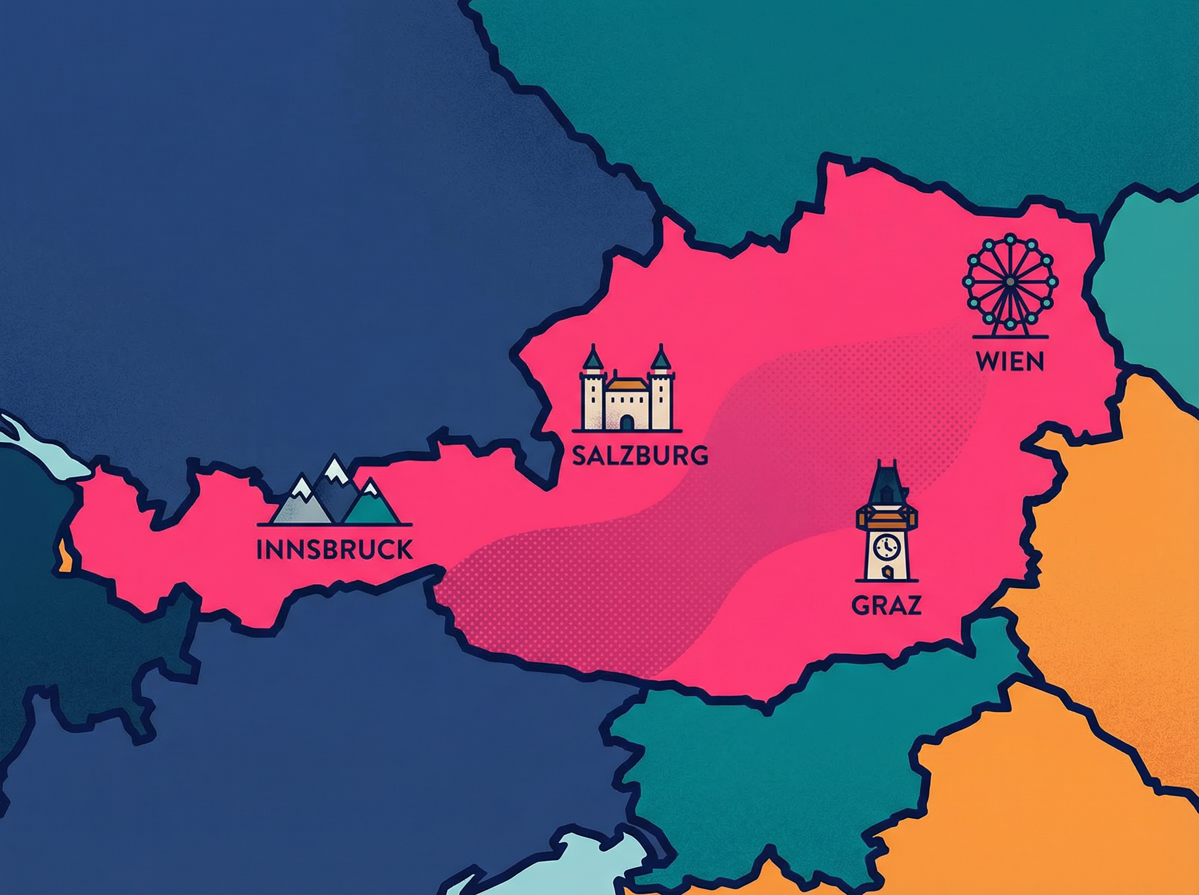 Karte von Österreich mit Servicegebiet